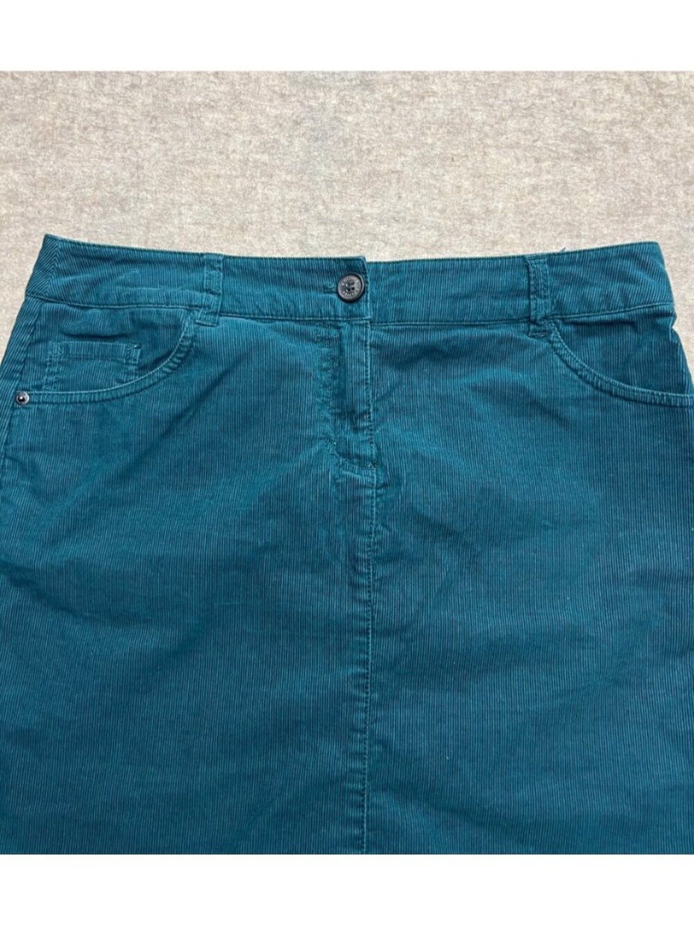 S.Oliver Green Corduroy Mini Skirt 5-pocket Micro Cords Casual Y2K Festival 38 - Picture 2 of 6